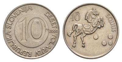 Словения 10 толаров 2000 KM 41 медно-никель UNC 4633-637