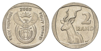 ЮАР 2 ранда 2003 KM 335 медь плакированная никелем UNC 4626-1251