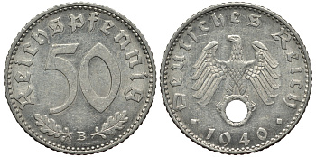 Германия 50 рейхспфеннигов 1940 B KM 96, J.372 алюминий UNC 413-4713