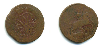 РОССИЯ 1 КОПЕЙКА 1759 медь 61-456