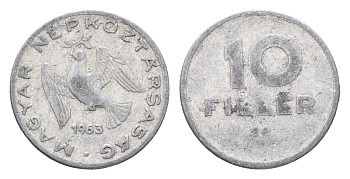 Венгрия 10 филлеров 1963 BP KM 547 алюминий 4665-756