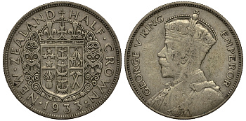 Новая Зеландия 1/2 кроны 1933 Георг V (1910-1936) KM 5 серебро 272-532