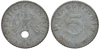 Германия 5 рейхспфеннигов 1941 J KM 100, J.370 цинк 4174-466