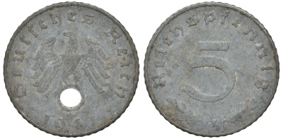Германия 5 рейхспфеннигов 1941 J KM 100, J.370 цинк 4174-466
