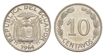 Эквадор 10 сентаво 1964 KM 76c сталь плакированная никелем 4640-1153