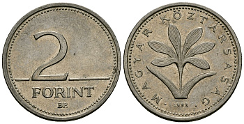 Венгрия 2 форинта 1992 KM 693 медно-никель 4136-113