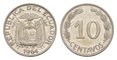 Эквадор 10 сентаво 1964 KM 76c сталь плакированная никелем 4640-1153