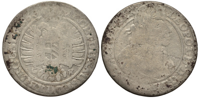 Австрия, Священная Римская империя 15 крейцеров 1663 GH, монетный двор Бреслау, Леопольд I (1657-1705) КМ 1143 серебро 413-1314