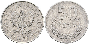 Польша 50 грошей 1973 MW KM 48.1 алюминий 4364-1654