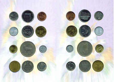 Нидерланды набор из 12 монет доевровые монеты, стран первыми вступивших в Еврозону, буклет 7-6-1-25