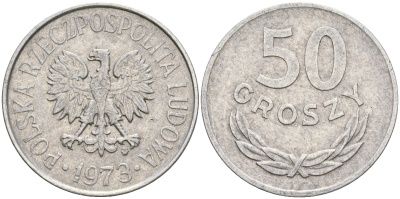 Польша 50 грошей 1973 MW KM 48.1 алюминий 4364-1654