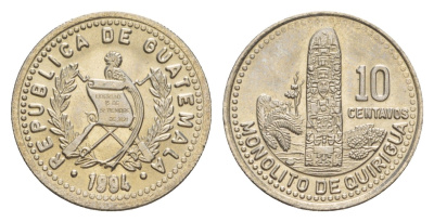 Гватемала 10 сентаво 1994 KM 277 медно-никель UNC 4649-919