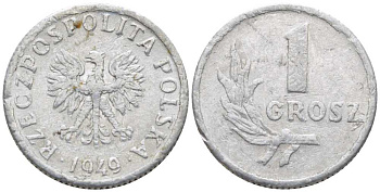ПОЛЬША 1 ГРОШ 1949 KM 39 алюминий 116-628