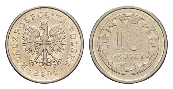 Польша 10 грошей 2000 Y 279 медно-никель UNC 4625-732