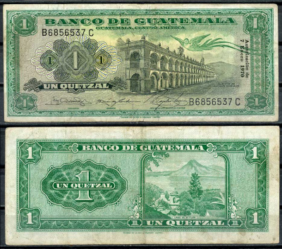 Гватемала 1 кетсаль 1970 Наследие Серро-дель-Кармен, Озеро Атитлан Pick 52 g (1)  бумага   7217-60-1-1