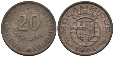 Мозамбик 20 сентаво 1961 KM 85 бронза 4147-659