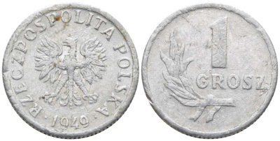 ПОЛЬША 1 ГРОШ 1949 KM 39 алюминий 116-628