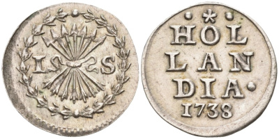 Голландия, Нидерланды 1 штюбер 1738 HOLLAND KM 91 серебро 443-1633