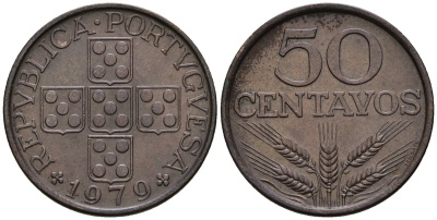 Португалия 50 сентаво 1979 KM 596 бронза 4148-411