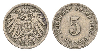 Германия 5 пфеннигов 1906 A KM 11, J. 12 медно-никель 4696-632