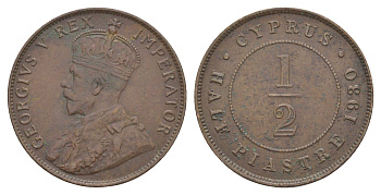 Кипр 1/2 пиастра 1930 Георг V (1910-1936) KM 17 бронза 4127-1211