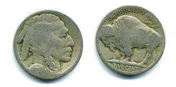 США 5 ЦЕНТОВ ND ИНДЕЕЦ, БИЗОН KM 134 медно-никель 46-2244