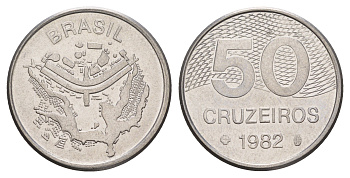 Бразилия 50 крузейро 1982 KM 594.1 нержавеющая сталь 4657-122