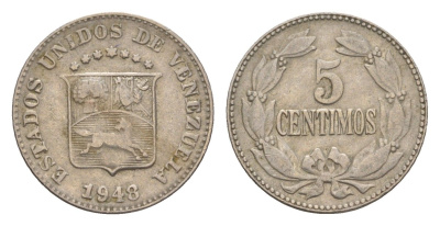 Венесуэла 5 сентимо 1948 Y 29a медно-никель 4655-848