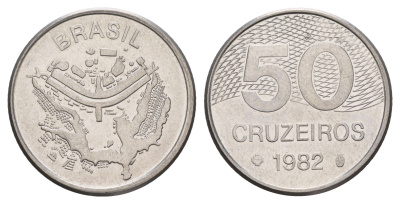 Бразилия 50 крузейро 1982 KM 594.1 нержавеющая сталь 4657-122