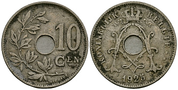 Бельгия 10 сантимов 1925 Belgie KM 86 медно-никель 3336-816
