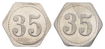 Германия жетон в 35 пфеннигов для приобретения "стакана пива" ND размер 21,5x21,5 мм, вес 0,97 гр алюминий UNC 4638-922