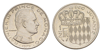 Монако 1/2 франка 1979 KM 145 никель UNC 4632-842