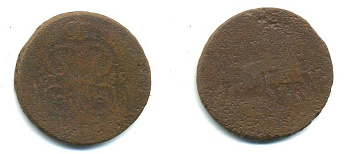 РОССИЯ 1 КОПЕЙКА 1759 медь 61-552