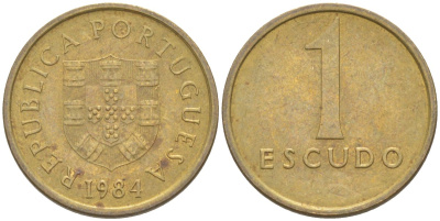 Португалия 1 эскудо 1984 KM 614 никель латунь 187-523
