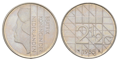 Нидерланды 2 1/2 гульдена 1985 Беатрикс (1980-2013) KM 206 никель UNC 4367-426