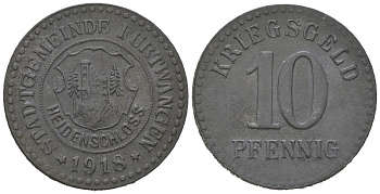 Фуртванген (Баден) 10 пфеннигов 1918 Funck 148.2, Men05 8622.2 цинк 4596-263