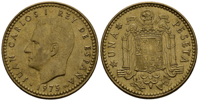 Испания 1 песета 1975 Хуан Карлос I (1975-2014) KM 806 алюминиевая бронза 4176-333