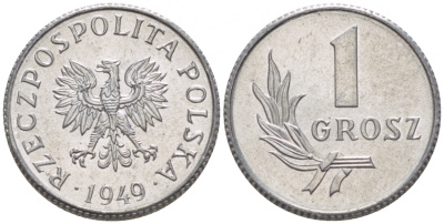ПОЛЬША 1 ГРОШ 1949 KM 39 алюминий UNC 4528-852