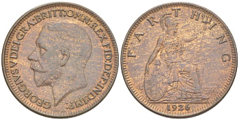 Великобритания 1 фартинг 1936 Георг V (1910-1936) KM 825, Spink 4061 бронза 4543-1037