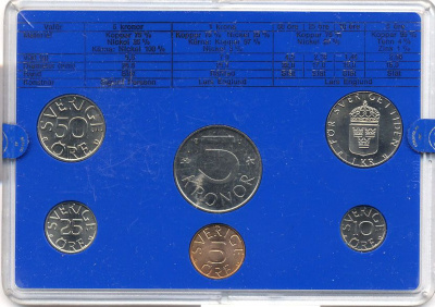 Швеция набор монетного двора из 6 монет 1981 в пластике, Карл XVI Густав (1973- ) KM MS19 UNC 4-3-7-179