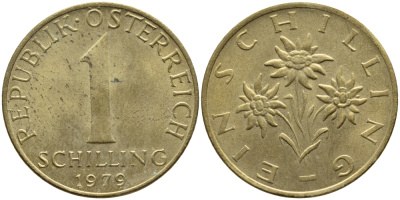 АВСТРИЯ 1 ШИЛЛИНГ 1979 KM 2886 алюминиевая бронза 4397-432