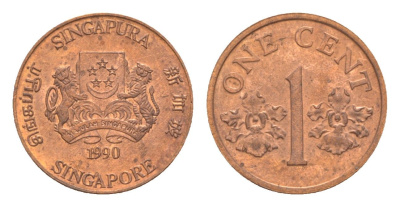 Сингапур 1 цент 1990 KM 49 бронза 4640-633