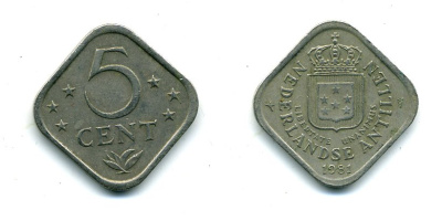 Нидерландские Антилы 5 центов 1981 Беатрикс (1980-2013) KM 13 медно-никель 46-2567