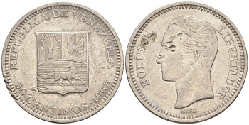 Венесуэла 50 сентимо 1965 Симон Боливар KM 41, Schon 51 никель 186-821