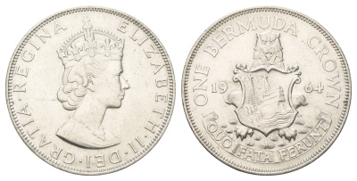 Бермудские острова (Бермуды) 1 кроны 1964 год-тип KM 14 серебро 1522-623
