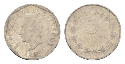 Сальвадор 5 сентаво 1994 KM 154b сталь плакированная никелем 4643-736