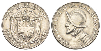 Панама 1/4 бальбоа 1966 KM 11.2a медь плакированная медно-никелем 4624-236