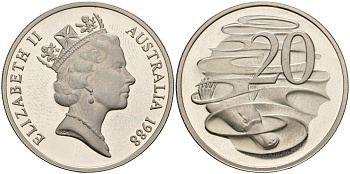 Австралия 20 центов 1988 KM 82 медно-никель PROOF 3711-1611