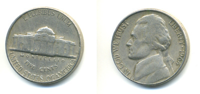 США 5 центов 1964 D, Джефферсон KM А192 медно-никель 89-445