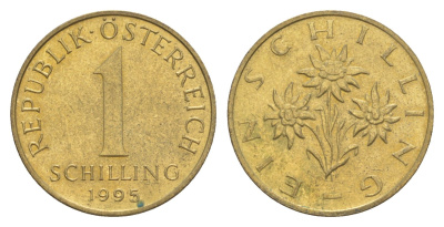 Австрия 1 шиллинг 1995 KM 2886 алюминиевая бронза UNC 4563-227